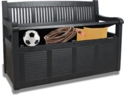 Merkloos Opbergbank Van Kunststof | 130 X 60 Cm | Antraciet -Tuin- En Buitenwinkels 1200x923 1