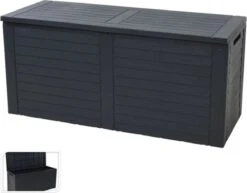 KOOPMAN Kussenbox - Tuinkist - Opslagbox - 240 Liter - Met Verzonken Handgrepen - 115x45x53CM - Zwart