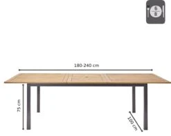 NATERIAL - Uitschuifbare Tuintafel ORIS - Uitschuifbare Tafel Voor 6 Tot 8 Personen - 180-240x100 Cm - Aluminium - Hout Eucalyptus -Tuin- En Buitenwinkels 1200x958