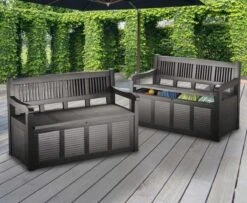 Merkloos Opbergbank Van Kunststof | 130 X 60 Cm | Antraciet -Tuin- En Buitenwinkels 1200x988 1