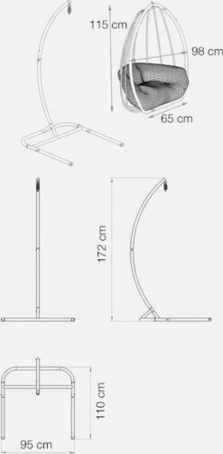 Pochon Home - Egg Hangstoel Met Standaard - Ergonomisch - Capuccino - Incl. Kussen - Egg Chair Binnen En Buiten -Tuin- En Buitenwinkels 592x1200