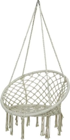 Macramé Hangstoel Beige - Beige Hangstoel - Hangstoel Touw - Hangstoel - Tot 110KG - Eenpersoons Hangstoel - Hang Stoel 1 Persoon - Hangstoel Voor Binnen - Hangstoel Zonder Standaard - Hangstoel Buiten -Tuin- En Buitenwinkels 603x1200