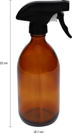 QUVIO Sprayfles - Spuitfles - Plantenspuit - Schoonmaak Spuit - Huishoudspray - Leeg/Hervulbaar - Kamerspray - Allesreiniger - Glazen Sprayflacon - Waterspuit - Kappersspuit - 500 Ml - Glas - Bruin - Zwart -Tuin- En Buitenwinkels 656x1200