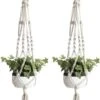 Merkloos Plantenhanger Macramé - Luxe Gevlochten Touw Katoen - 2 Stuks - Plantenpot Ophangen -Tuin- En Buitenwinkels 854x1200 3