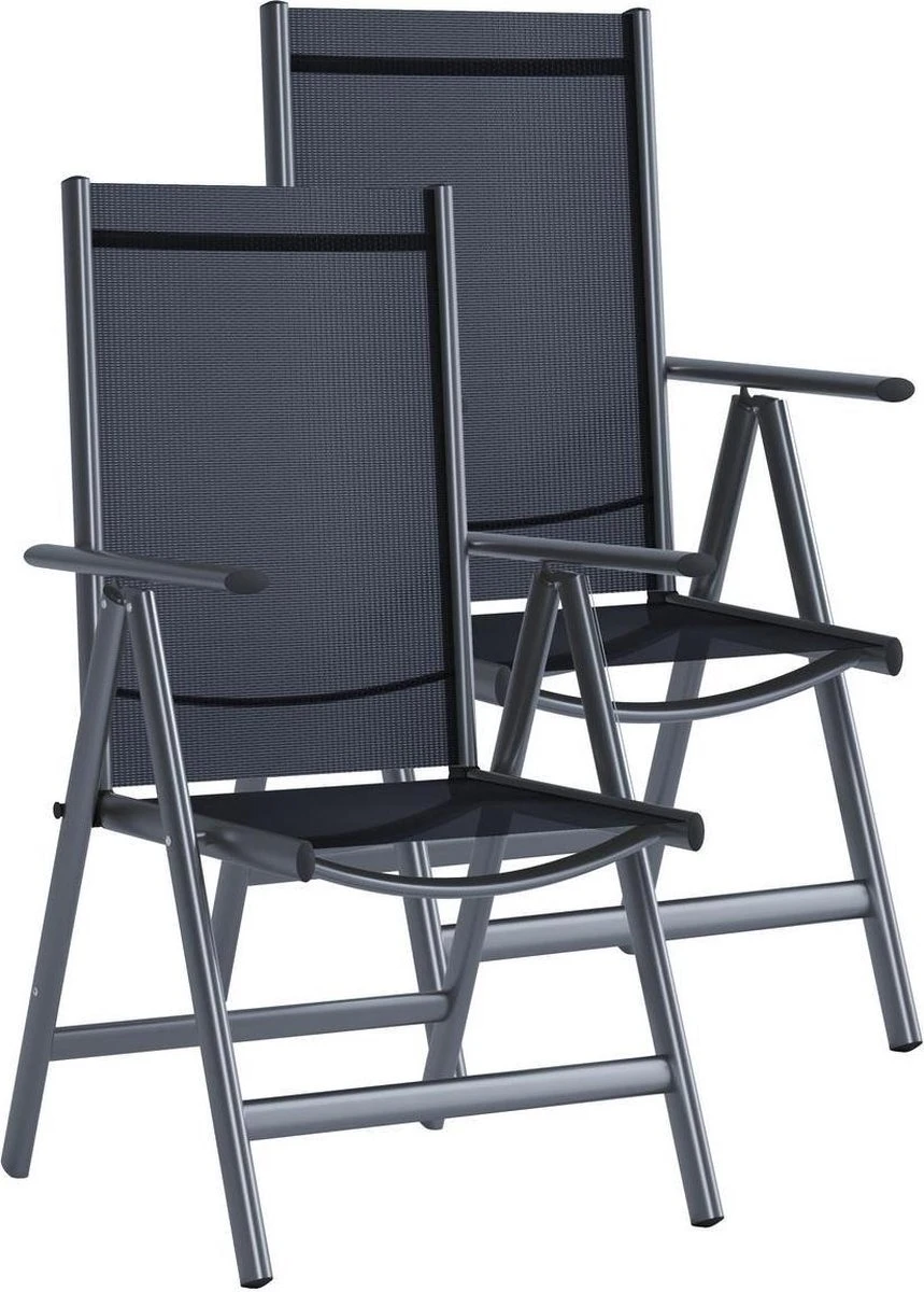 Tuinstoel Standenstoel Aluminium Antraciet 7 Standen Per 2 Stuks 3 Tuinstoel Standenstoel Aluminium Antraciet 7 Standen Per 2 Stuks